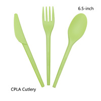 Ensemble de couverts compostables biodégradables CPLA personnalisés, 6,5 pouces, couteau, fourchette, cuillère légers et écologiques pour les restaurants