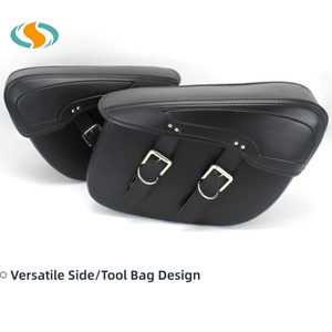 Sacs de selle latéraux/sacs à outils en <span class=keywords><strong>cuir</strong></span> PU pour moto <span class=keywords><strong>Sportster</strong></span> XL 883, pochette à bagages noire, taille moyenne, universelle - Product Image 2