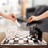 Jeu d'échecs en acrylique de conception personnalisée Vitrine de jeu d'échecs et de dames en acrylique transparent