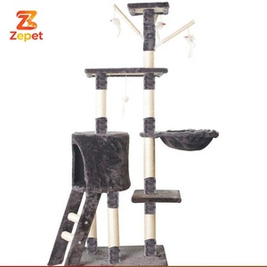Arbre à chat de luxe <span class=keywords><strong>du</strong></span> sol au plafond, grande tour à chat en bois avec griffoir pour chat Maine Coon - Product Image 2