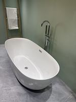 Baignoire autoportante moderne en acrylique, forme œuf, blanc brillant, ovale, pour hôtel et salle de bain à domicile