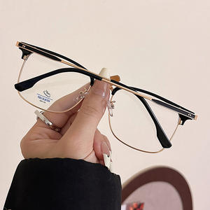Lunettes anti-lumière bleue Qianai pour hommes, monture demi-cerclée, verres AC, pont moyen, monture quadrilatère, origine Taizhou - Product Image 4