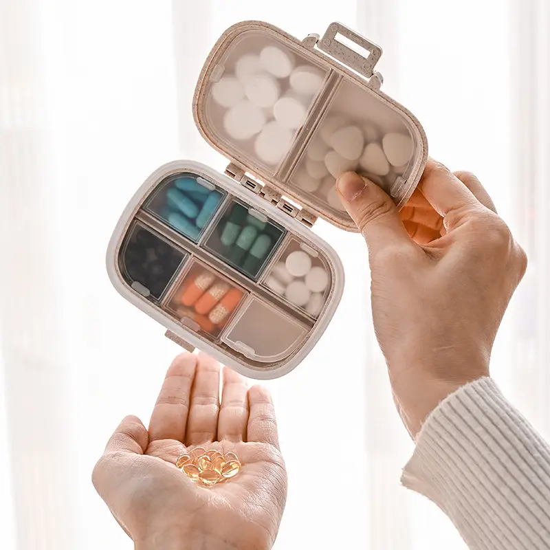 Caja de almacenamiento portátil al por mayor pastillero medicina viaje 7 días diario pastillero organizador pastillero