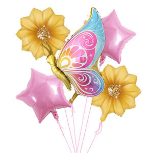 Set di palloncini da 5 pezzi palloncini Foil con fiori <span class=keywords><strong>a</strong></span> farfalla palloncini per feste di fata primaverile - Product Image 3