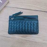 Dompet Wanita Kulit Asli Berkualitas Tinggi, Tas Kartu Retro Anyaman, Dompet Koin Modis Kapasitas Besar, Dompet Desainer Kustom