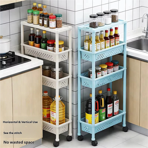 Meuble <span class=keywords><strong>de</strong></span> <span class=keywords><strong>rangement</strong></span> multifonctionnel mince et étroit sur <span class=keywords><strong>roulettes</strong></span>, non pliable, en <span class=keywords><strong>plastique</strong></span>, pour salle <span class=keywords><strong>de</strong></span> bain et buanderie - Product Image 2