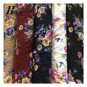 Baskılı polyester buruşuk şifon kumaş 30D krep şifon