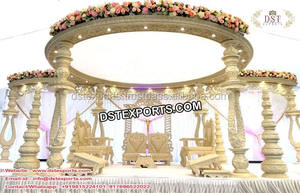 Mandap de Madera Exclusivo para Bodas Maharani, Tallado a Mano, Redondo, Ligero, Tamaño Personalizado, DST EXPORTS - Product Image 2