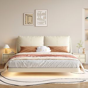 Yisi Italien Crème Style Doux <span class=keywords><strong>Dossier</strong></span> Puff Lit King Lit Haut de Gamme <span class=keywords><strong>Suspendu</strong></span> En Cuir Art Lit - Product Image 2