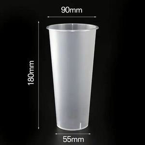 Gobelets en plastique PP jetables de haute qualité avec logo personnalisé, 22 oz (700 ml), 90 mm, pour bubble tea et jus, avec couvercles - Product Image 3