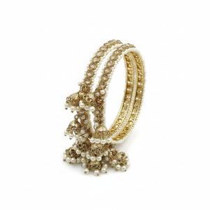 Elegant and Luxurious Gold-Plated Crystal Stone and Pearl Bracelets <b>Set</b> Premium Crystal <b>Bangles</b> Collection - Product Image 2