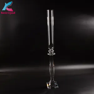 K-2012 tall wedding centerpiece crystal candle holder with glass tube lampshade