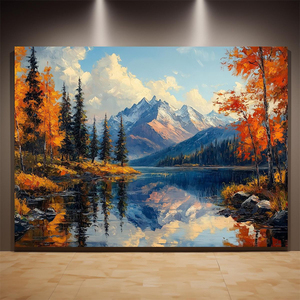 Arte de Pared con Paisaje de Cascada, Lienzo Decorativo de Bosque Tranquilo, Obra de Arte Decorativa para el Hogar, Pintura <span class=keywords><strong>al</strong></span> Óleo - Product Image 2