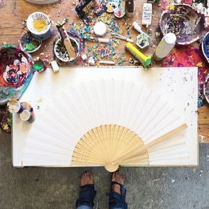 Wholesale Bamboo Paper <b>Hand</b> <b>Fan</b> for Chinese New Year Weddings Foldable Blank DIY Art Traditional Folk Carved Painted Technique - Product Image 3