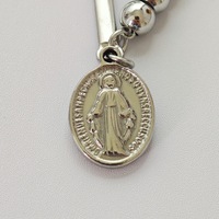Bracelet personnalisé en acier inoxydable avec perles, croix latérale, médaille miraculeuse, chapelet, bijoux religieux, cadeau de baptême