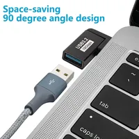 Adaptateur USB 3.0 à angle droit 90 degrés USB-A mâle vers femelle, prolongateur 2 pièces pour ordinateurs portables, chargeurs muraux, banques d'alimentation