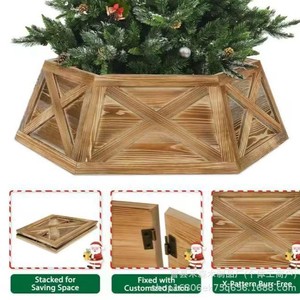Wooden <b>Christmas</b> <b>Tree</b> Ring Hexagon Country Farmhouse Style Decorative <b>Base</b> <b>For</b> Indoor Outdoor Use - Product Image 5