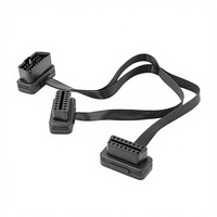 1x Konektor Pria ke 2X Konektor Wanita OBD2 Splitter 1 ke 2 Y Adapter Kabel Ekstensi PVC 30CM