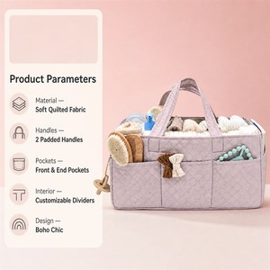 Organisateur de couches pour bébé KUYEU, panier de rangement pour la crèche avec poignées et poches pour les essentiels du nouveau-né - Product Image 5
