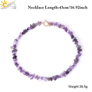 <span class=keywords><strong>Collana</strong></span> Choker Bohémien CSJA con Perline di Pietre Preziose Naturali, <span class=keywords><strong>Acquamarina</strong></span> e Ametista, Cristalli Curativi, Collane Estive per Ragazze Adolescenti H153 - Product Image 6
