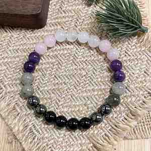 Bracelet en pierre naturelle avec perles de verre colorées pour la stabilité émotionnelle, bijoux sur mesure pour les grossistes, service de regroupement de produits - Product Image 5