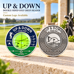 Niveau de golf en métal double face avec bulle de niveau, aide au putting compacte pour la lecture de la pente, idéal pour l'entraînement de golf et les cadeaux pour la vente au détail - Product Image 1