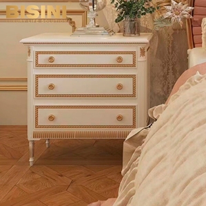 Maison de villa de style européen antique <span class=keywords><strong>blanc</strong></span> et plaqué or à côté de la table de nuit en bois sculpté princesse filles <span class=keywords><strong>chambre</strong></span> à coucher table de chevet - Product Image 1