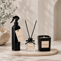 Coffret Cadeau Parfum d'Ambiance OEM – Bouteille Vaporisateur PET, Bougie, Bâtonnets, Emballage Luxe, Diffuseur, Bouteille Vide pour Marques et Vente au Détail