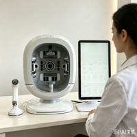 Analyseur de teint et d'hydratation de la peau, scanner facial 3D professionnel AI, test de peau du visage portable avec tablette de 15,6 pouces