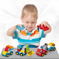 Gran oferta, juguetes educativos para niños, regalos para niños, modelo de coche de dibujos animados para jardín de infantes, juegos de bloques de construcción, bloques, juguetes para coche
