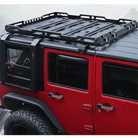Porte-bagages de toit de voiture avec échelle, acier robuste, lumières LED, capacité de charge de plus de 300 kg, pour Jeep Wrangler JL 4 portes