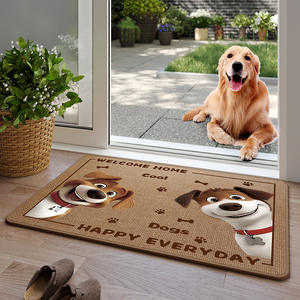 Tapete para Perros Happy Dog, Rectangular, Antideslizante, con Estampado Animal, para Entrada de Casa, Resistente a las Manchas, de Fibra de Poliéster - Product Image 1