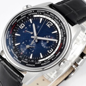 ซูเปอร์เมน คือนาฬิกา World Time Geographic ขนาด 42 มม. หน้าปัดไล่เฉดสี แสดงเวลาสองเขตเวลา กระจกแซฟไฟร์ สายหนังสุดหรู - Product Image 3