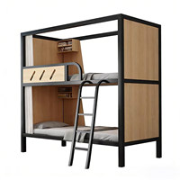 Lit en bois avec structure métallique pour dortoir étudiant, dortoir du personnel, séjour familial, lit superposé, mobilier de chambre
