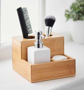Organisateur de maquillage en bambou Boîte de rangement de maquillage en bambou - Product Image 1