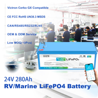Batterie LiFePO4 24V 280Ah pour camping-car et bateau, avec CAN, RS485, Bluetooth, BMS, IP67, pour équipement d'éclairage, taxi flottant, itinéraire côtier - Fabricant chinois