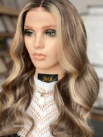 Perruque Lace Front SHY 13x5 couleur marron avec mèches claires, cheveux humains, pré-plumée, petite nœudisation, directement de l'usine pour les propriétaires de salons