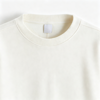 Sweat-shirt col rond uni blanc style américain décontracté coupe ample épaules tombantes essentiel streetwear
