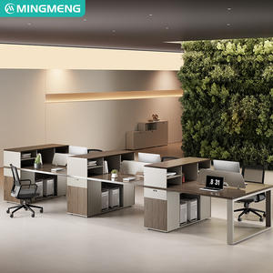 Poste de travail de bureau avec bureau et chaise pour personnel, armoire et écran, pour salle de finance, bureau informatique quatre personnes avec fente pour cartes - Product Image 4