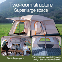 Tente Oxford Spacieuse à Deux Chambres pour Camping Familial et Sorties en Groupe, Quatre Saisons, Double Couche, Étanchéité 1000-1500mm, Pratique