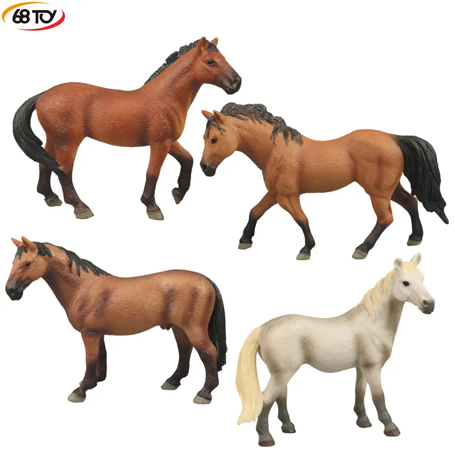68Toy Haute Qualité Hobby cheval réaliste En Plastique Animal Jouet Pour Enfants Ferme Petit Poney Modèle Ensemble avec ASTM
