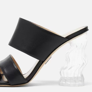 Mules transparentes à talons épais irréguliers pour femme, grande taille 45, à double bride et bout fermé, chaussures de soirée à coupe large - Product Image 6