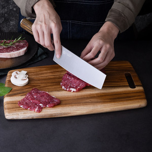 Acacia <b>Wood</b> Cutting Board Rectangle With Handle Kitchen Chopping <b>Block</b> - Product Image 4