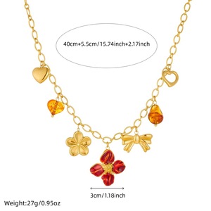 Fashion Pendant Necklace Stainless Steel Gold Plated Flower Bow Heart Charm Daily Wear Gift Jewelry N3991 - Product Image 4