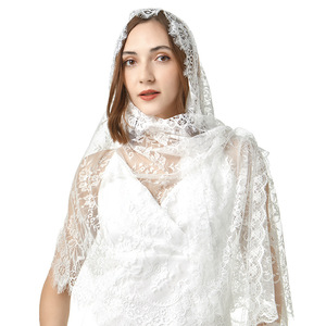 <span class=keywords><strong>Sciarpa</strong></span> invernale <span class=keywords><strong>elegante</strong></span> alta in seta retrò con stampa floreale in pizzo rettangolare scialle di Mantilla da chiesa <span class=keywords><strong>sciarpa</strong></span> lunga in pizzo da indossare - Product Image 6