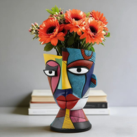 Picasso-Stil Abstrakte Gesichts-Harzvase Nordische Kreative Menschliche Porträt-Blumenvase Heimdekoration Moderne Kunstskulptur Handgemalt