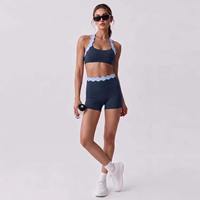 Ensemble de yoga pour femmes à séchage rapide, couleur contrastée, avec soutien-gorge de sport dos nu sexy et short, tenue de sport, survêtement