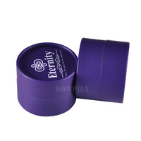 Prix compétitif, échantillon personnalisé, tubes d'emballage cylindriques ronds, boîtes en papier, boîte à bijoux ronde de luxe de petite taille, couleur violet foncé
