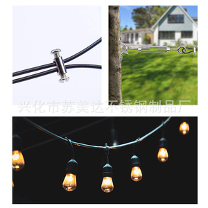 <b>Light</b> Lifters 304 Stainless Steel <b>Wire</b> Rope Kit With Hooks And Clips 3/32 For Outdoor Lighting Installation - Product Image 4
