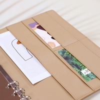 Carnet à anneaux A5 en cuir PU avec logo personnalisé, organiseur de bureau professionnel avec emplacements pour cartes et porte-stylo